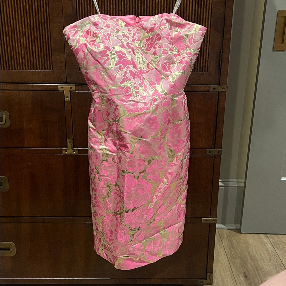 Lilly Pulitzer Pink and Gold Floral Dress